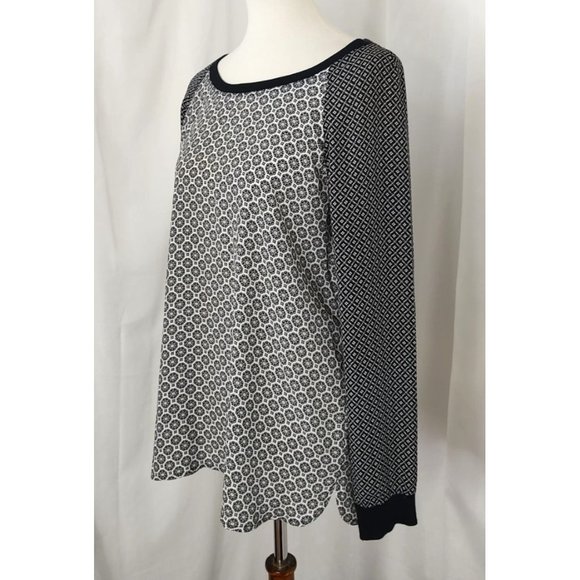 Loft Top M Mix Mosaic Raglan Top Black & Whites - Picture 7 of 9